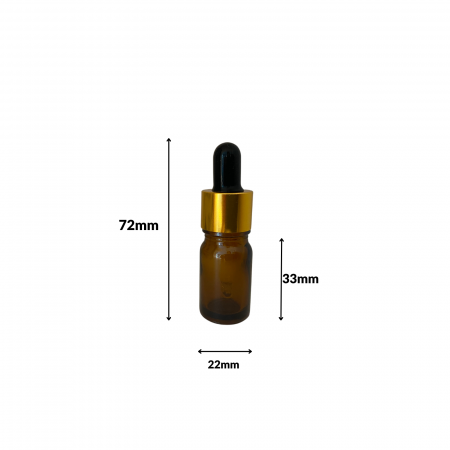 Sticla ambra cu pipeta si capac negru-auriu 5ml - set 5 buc [1]
