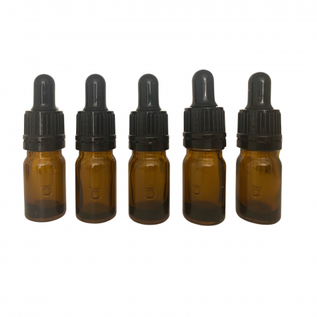 Sticla ambra cu pipeta si capac negru sigilabil 5ml - set 5 buc [3]