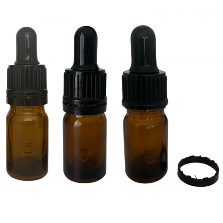 Sticla ambra cu pipeta si capac negru sigilabil 5ml - set 5 buc [4]