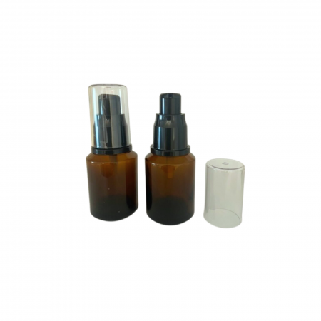 Borcane pentru creme si sticlute pentru lotiuni - Sticla ambra cu pompa 30ml  - set 2 buc
