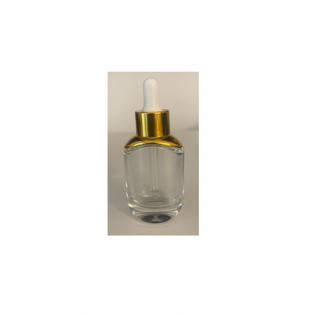 Sticla transparenta cu pipeta si capac alb-auriu 30ml - set 2 buc [3]