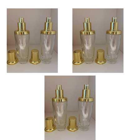 Borcane pentru creme si sticlute pentru lotiuni - Sticla transparenta cu pompa 100ml - 6 bucati