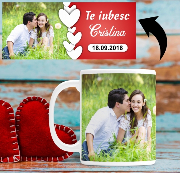 Cana personalizata cu poza si mesaj - Inimi [2]