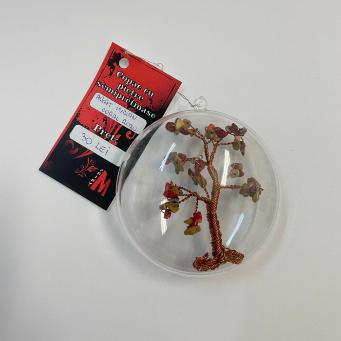 Glob pentru brad cu pietre semipretioase - Coral Rosu + Agat Indian 008 [2]
