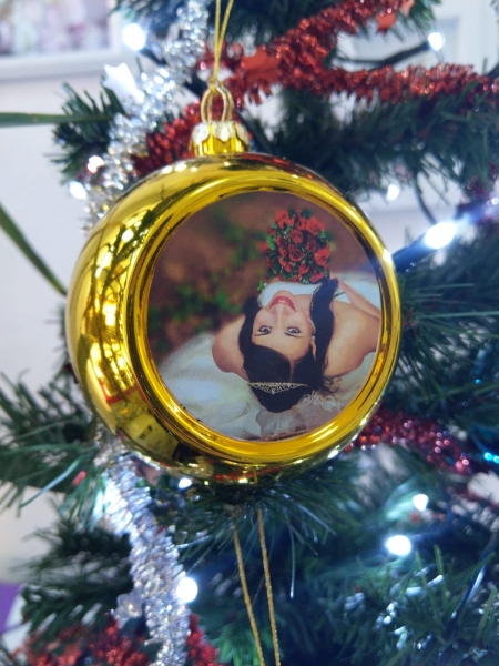 Glob Pentru Brad Cu Poza - Auriu 8cm Sublimabil [3]