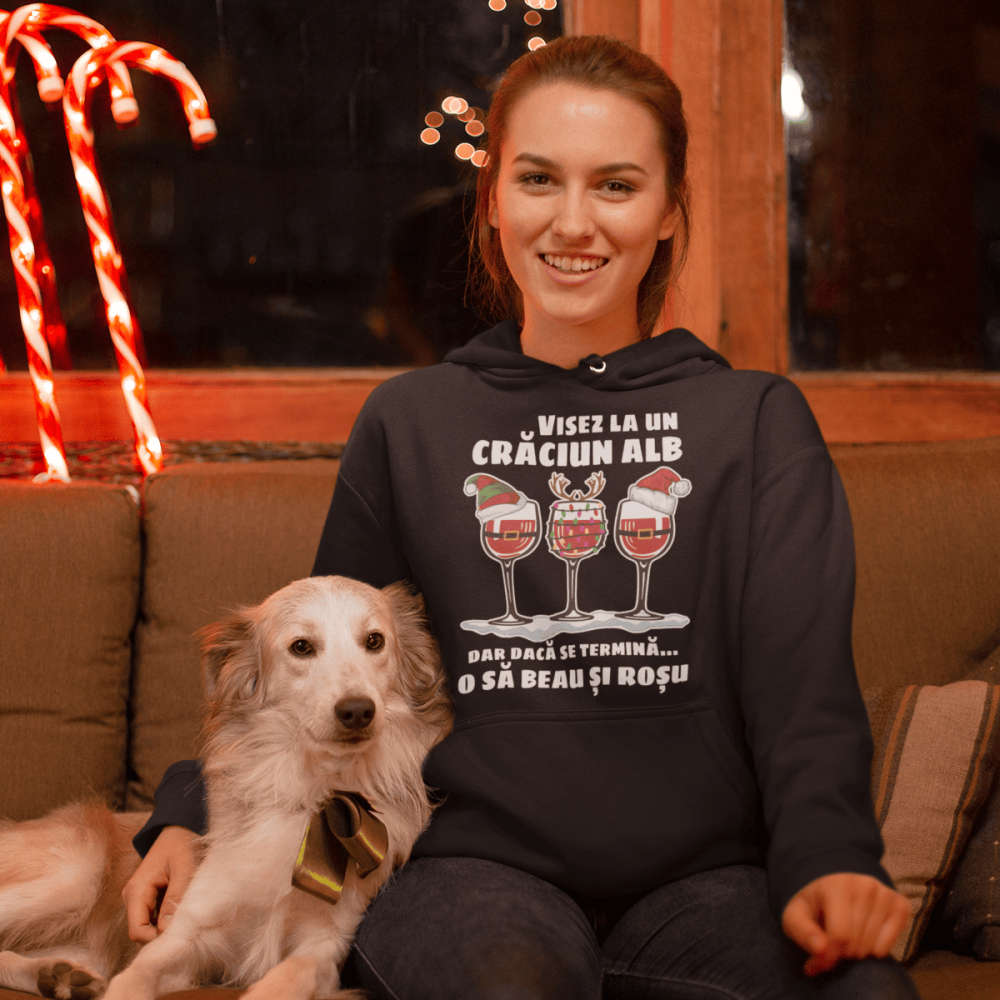 Hanorac Personalizat - Visez la un craciun alb dar o sa beau si rosu [3]