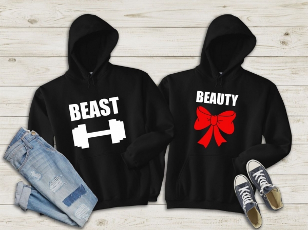 Set 2 Hanorace cuplu personalizate - Beauty and beast [2]