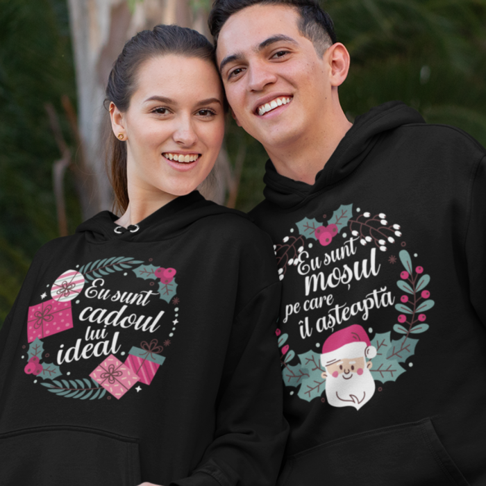 Set 2 Hanorace cuplu personalizate - El mosul pe care il asteapta  Ea cadoul ideal [1]