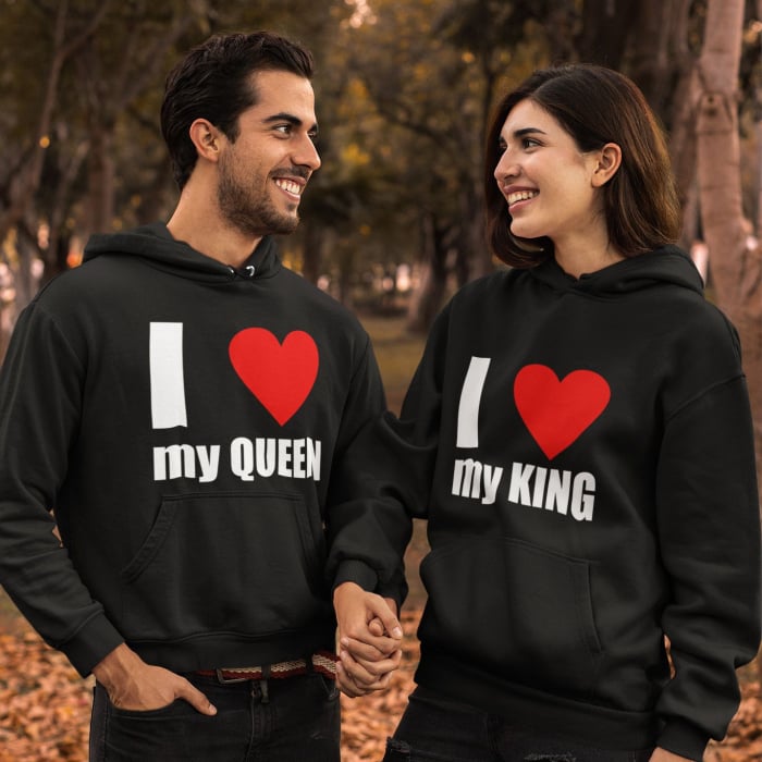 Hanorace cuplu personalizate - I love my queen / king [1]