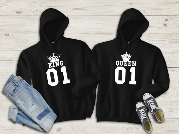 Set 2 Hanorace cuplu personalizate - King and Queen 2 [2]