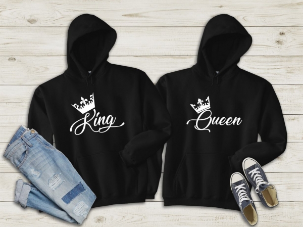 Set 2 Hanorace cuplu personalizate - King and queen [2]