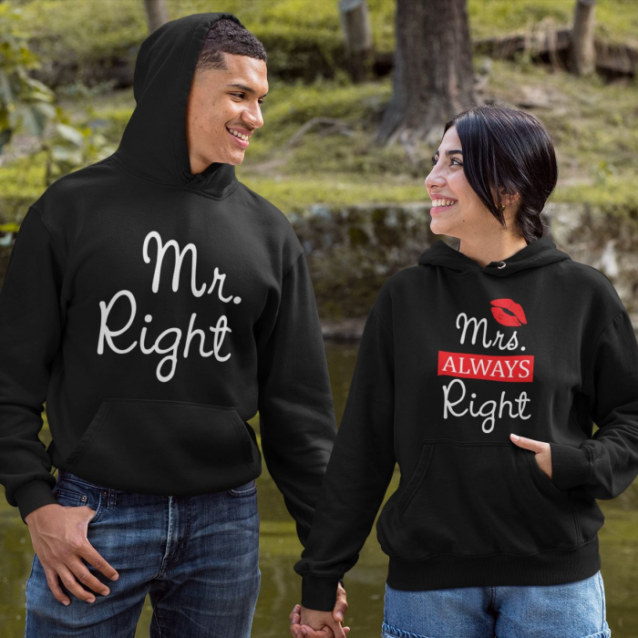 Hanorace cuplu personalizate - Mr. Right / Mrs. Right [1]
