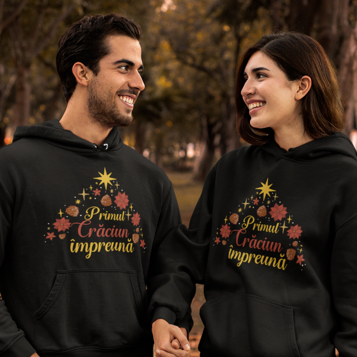 Set 2 Hanorace cuplu personalizate - Primul Craciun impreuna stelute [1]
