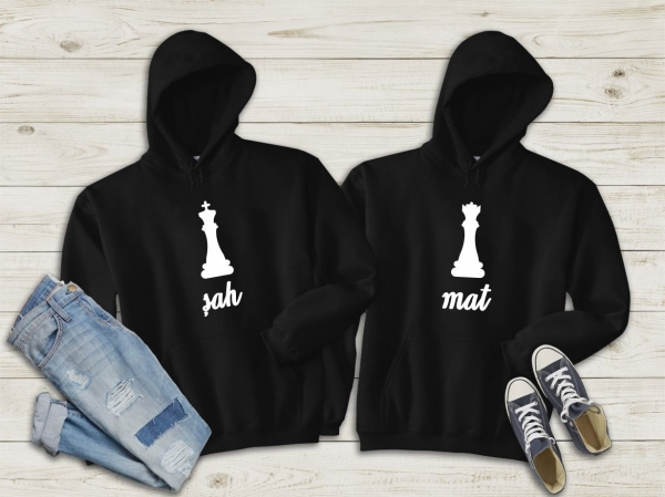 Set 2 Hanorace cuplu personalizate - Sah Mat [2]