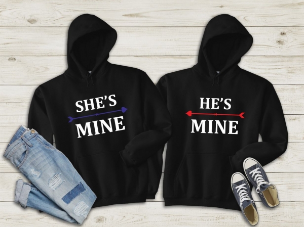 Set 2 Hanorace cuplu personalizate - She's mine / He's mine [2]