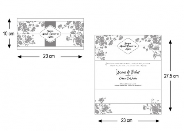 Invitatie de botez crem / bej cu flori roz si inel de hartie - cod 2706 [4]