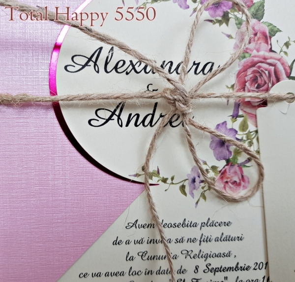 Invitatie de botez delicata multicolora cu flori - cod 5550 [2]