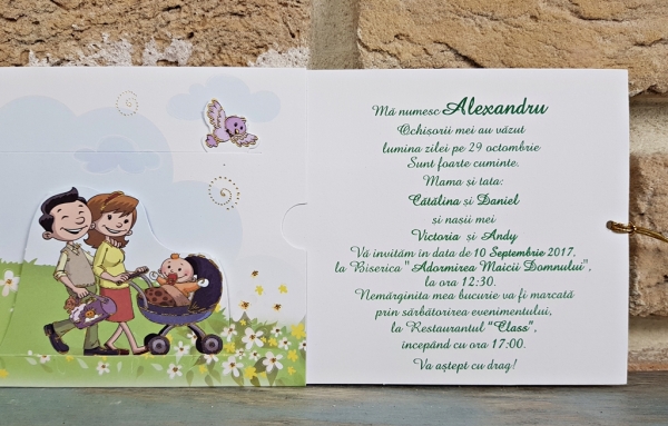 Invitatie de botez amuzanta cu familie si casa - cod 8020 [2]