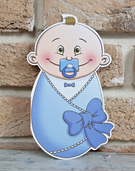 Invitatie de botez amuzanta albastra cu bebe - cod 8024 [2]