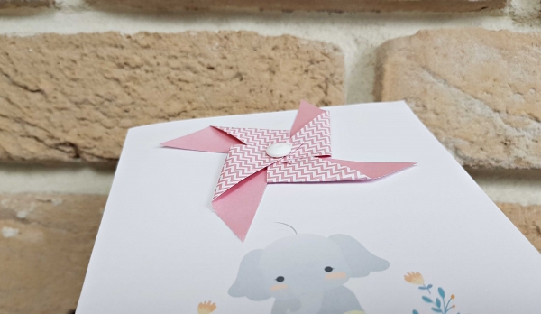 Invitatie de botez roz cu elefant si elice - cod 8028 [5]