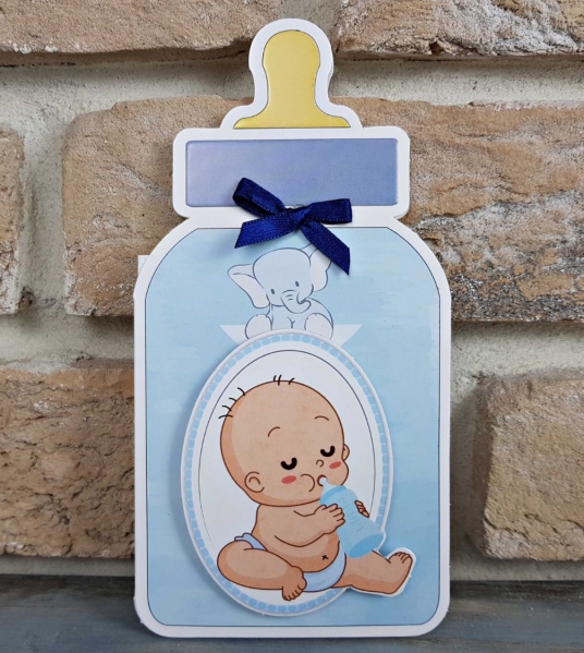 Invitatie de botez amuzanta de tip biberon cu bebe - cod 8030 [3]