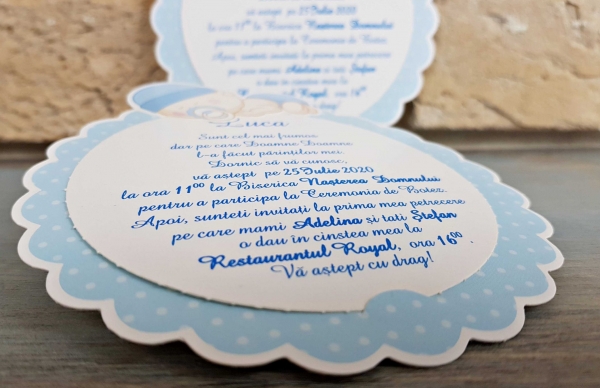 Invitatie de botez amuzanta bebe albastra - cod 8041 [3]