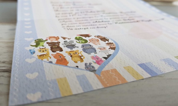 Invitatie de botez amuzanta multicolora cu bebe - cod 8042 [6]