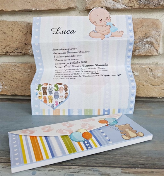 Invitatie de botez amuzanta multicolora cu bebe - cod 8042 [3]