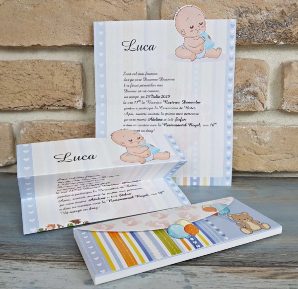 Invitatie de botez amuzanta multicolora cu bebe - cod 8042 [4]
