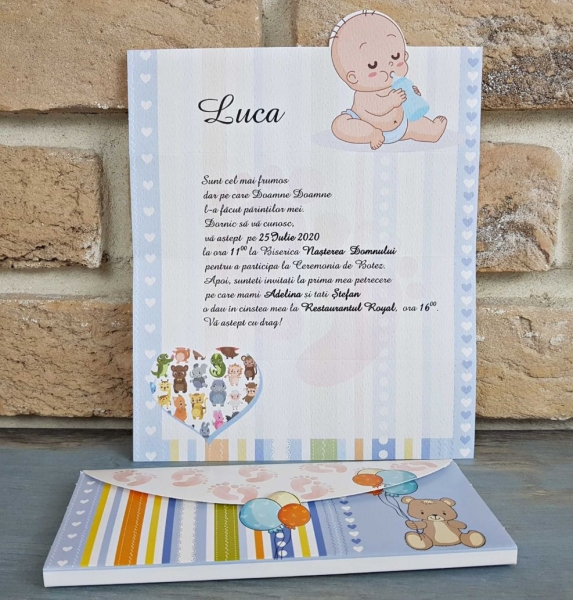 Invitatie de botez amuzanta multicolora cu bebe - cod 8042 [2]
