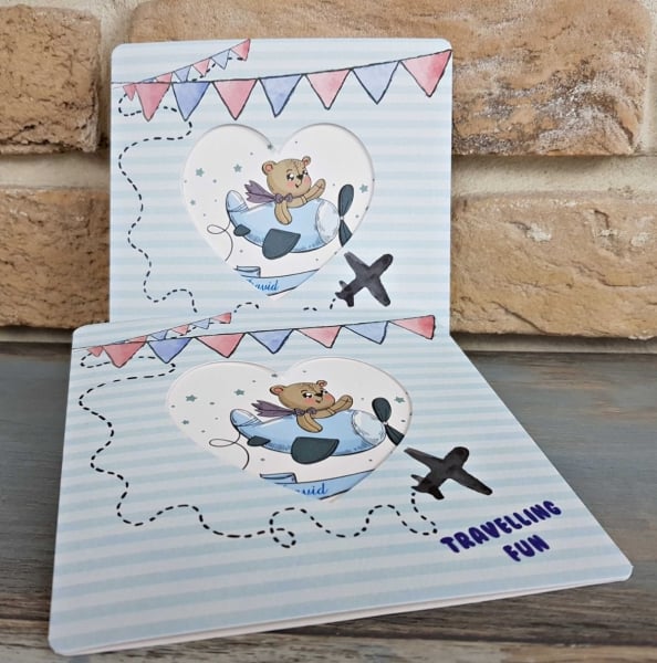 Invitatie de botez albastra cu ursulet - cod 8043 [3]