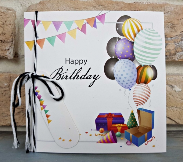 Invitatie de botez multicolora cu baloane si snur - cod 8044 [2]