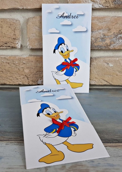 Invitatie de botez albastra cu donald duck - cod 8045 [3]