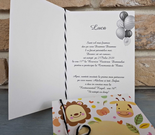 Invitatie de botez amuzanta cu model safari si snur - cod 8046 [4]
