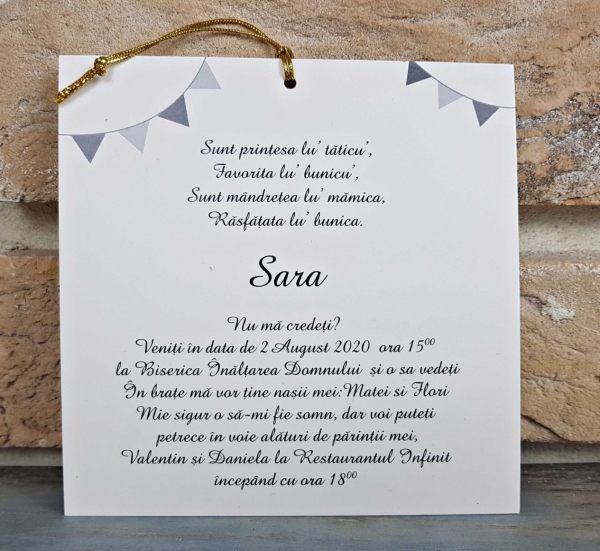 Invitatie de botez amuzanta cu unicorn si ciucure - cod 8049 [2]