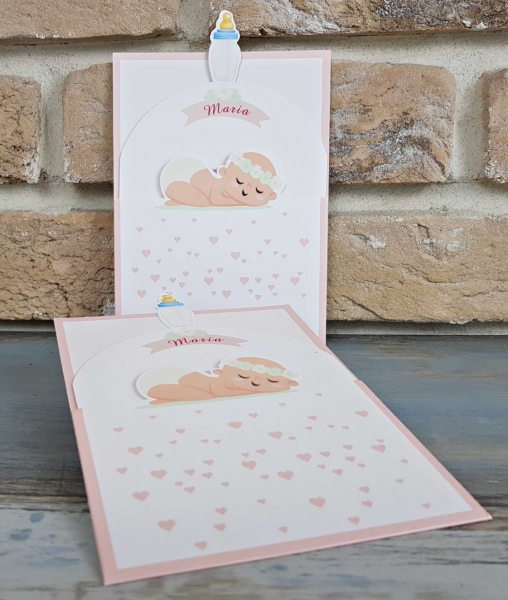 Invitatie de botez amuzanta bebe cu biberon roz - cod 8050 [3]