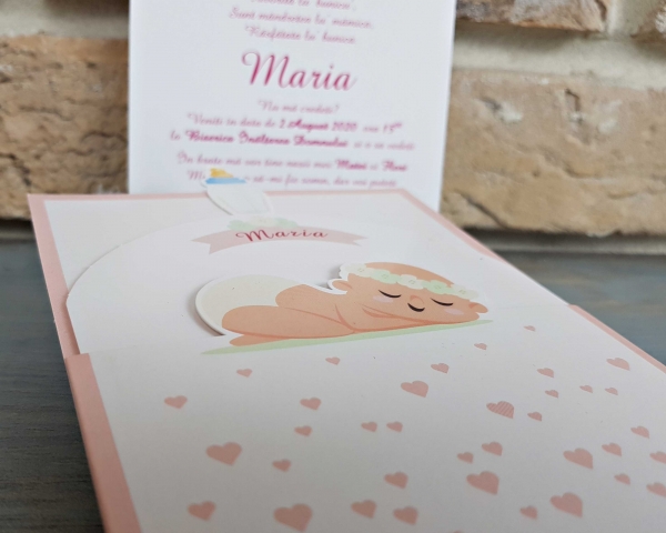 Invitatie de botez amuzanta bebe cu biberon roz - cod 8050 [5]