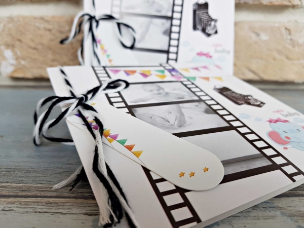 Invitatie de botez multicolora cu poze model rola film - cod 8051 [5]