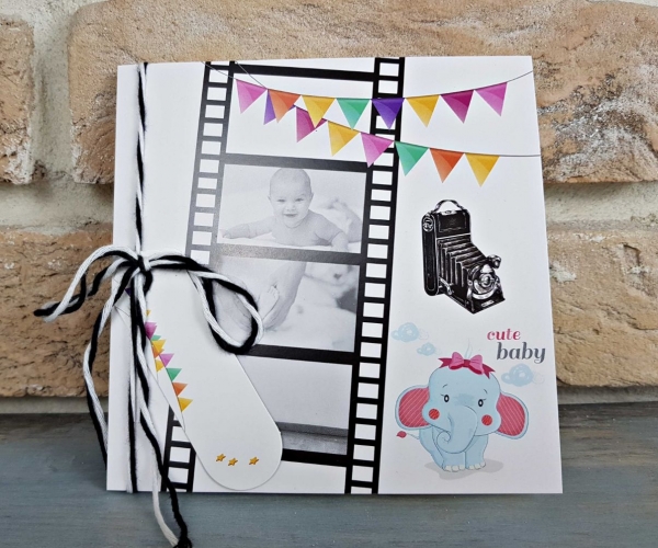 Invitatie de botez multicolora cu poze model rola film - cod 8051 [4]