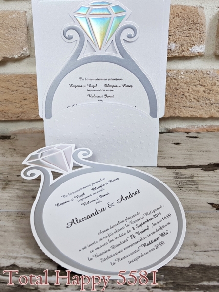 Invitatie de nunta eleganta alba in forma de inel - cod 5581 [1]