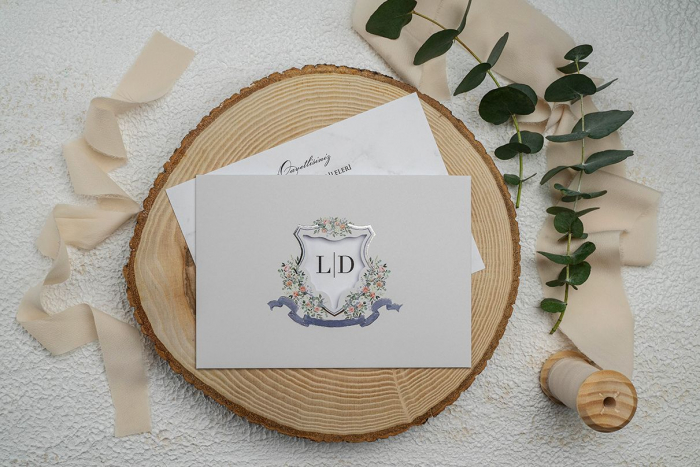 Invitatie de nunta alba cu flori multicolore - cod 9301 [2]