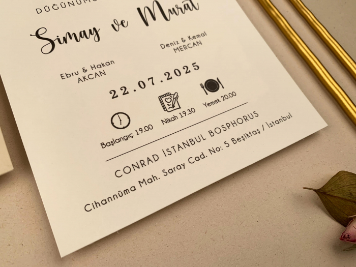 Invitatie de nunta clasica maro cu plic crem - cod 12270 [3]