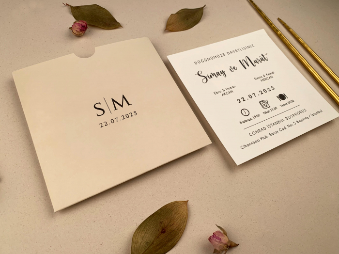 Invitatie de nunta clasica maro cu plic crem - cod 12270 [2]