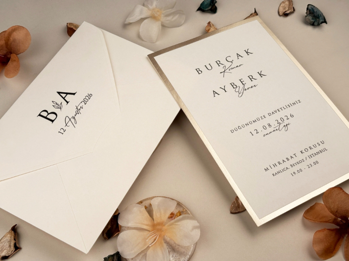 Invitatie de nunta eleganta alba cu auriu - cod 13313 [3]