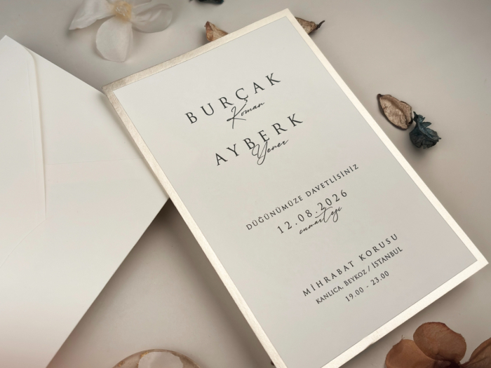 Invitatie de nunta eleganta alba cu auriu - cod 13313 [4]