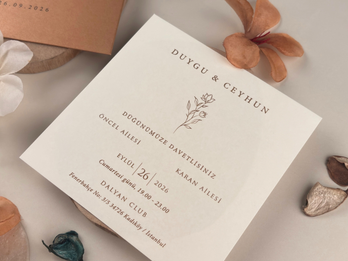 Invitatie de nunta eleganta alba cu plic bronz - cod 13323 [2]