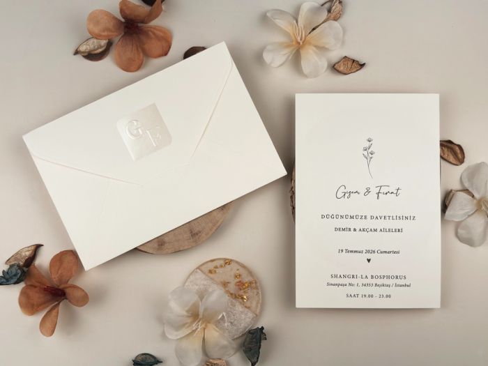 Invitatie de nunta eleganta alba cu sidef - cod 13319 [2]