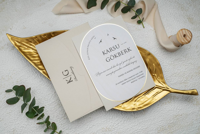 Invitatie de nunta eleganta crem cu auriu - cod 9254 [2]
