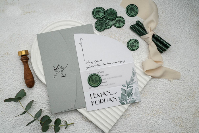 Invitatie de nunta eleganta arcada cu frunze - cod 9273 [2]