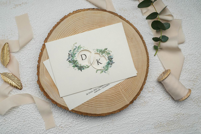 Invitatie de nunta eleganta crem cu motive florale - cod 9293 [2]